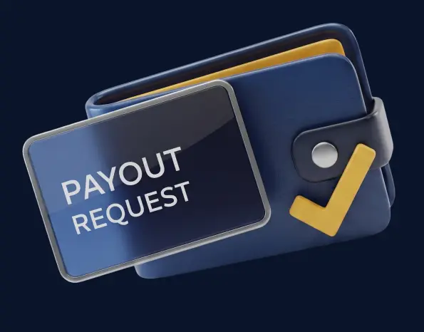 Wallet with an approved payout request card